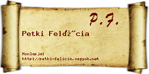 Petki Felícia névjegykártya
